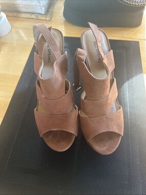 Call It Spring Brown Suede Strappy Wedge Heels
